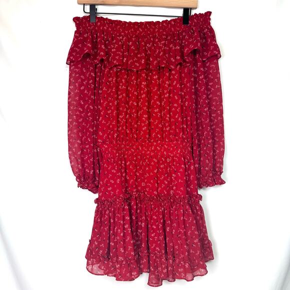 MISA Los Angeles Alima Floral Off Shoulder Mini Dress Lagenlook Boho Fairy Small - Picture 2 of 8